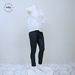 NWT Michael Stars Short Sleeve Ruffle Cotton‎ Blouse White Women XS